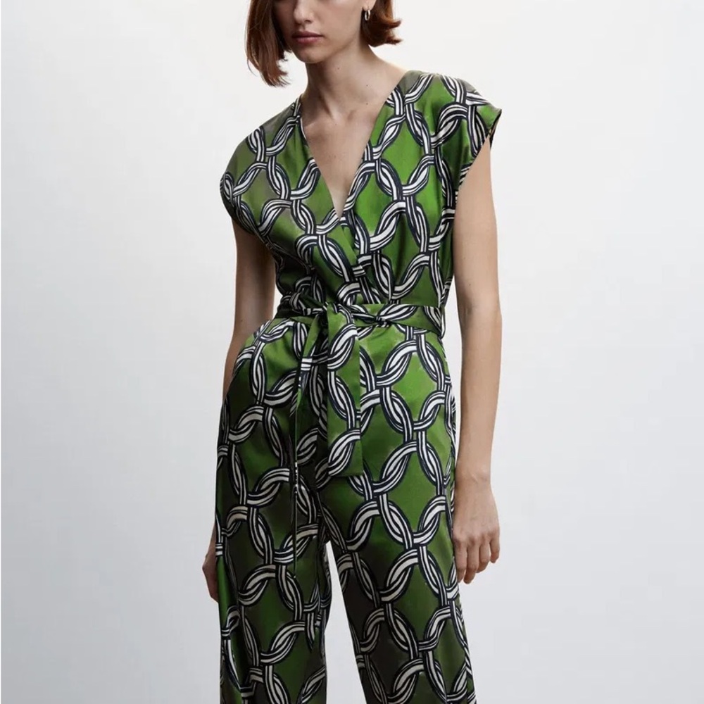 Mango Cadena Geometric Print Jumpsuit - US Large